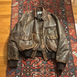 LLBean vintage leather bomber jacket